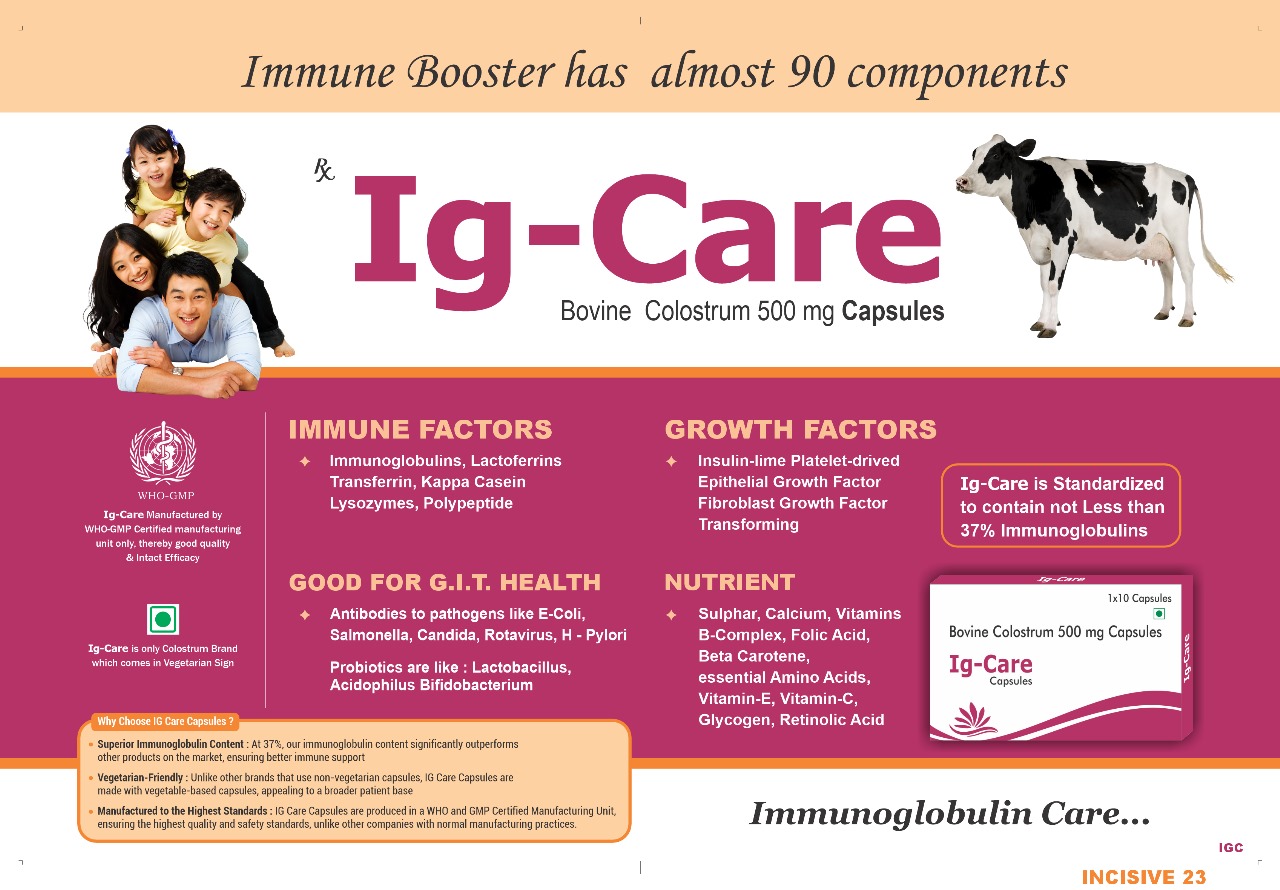 Ig Care Bovine Colostrum 500mg capsules